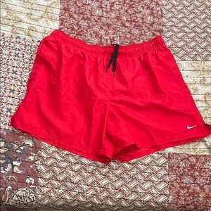 Nike Red Sports Shorts with Black Drawstring